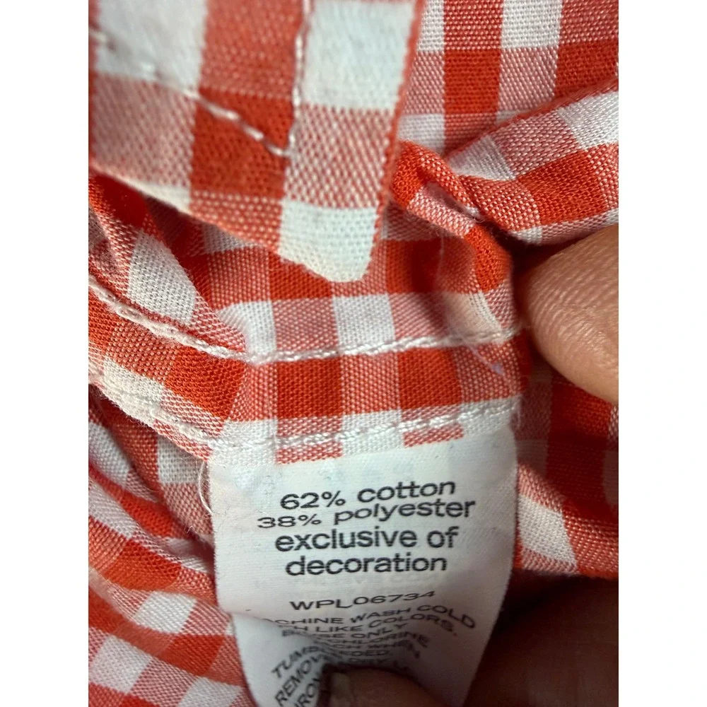 Nautica Boys Red White Gingham Short Sleeve Button‎ Down Shirt Size M 10/12